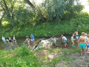 Dschungelcamp, Kinder spielen am Bach